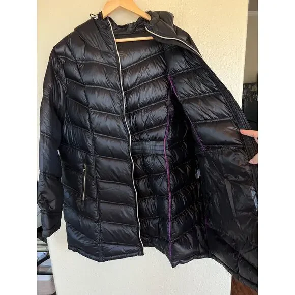 Calvin Klein Duck Feather Down Feather Down Black Longline Jacket 2X Packable - Picture 5 of 8
